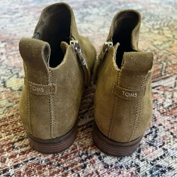 Toms Reese Olive Green Suede Ankle Boots Side Zipper Size 8.5 - Picture 5 of 12